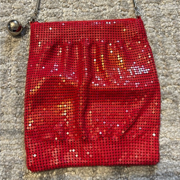 Vintage Red Mesh Metal Crossbody Purse - Picture 3 of 6